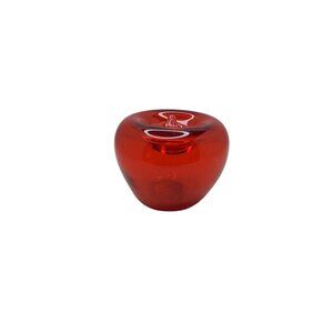 Vintage Hand-Blown Red Glass Apple Shaped Decor Paperweight